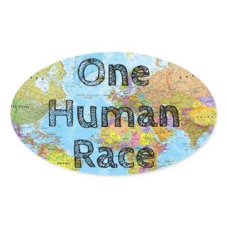 One Human Race Oval Sticker