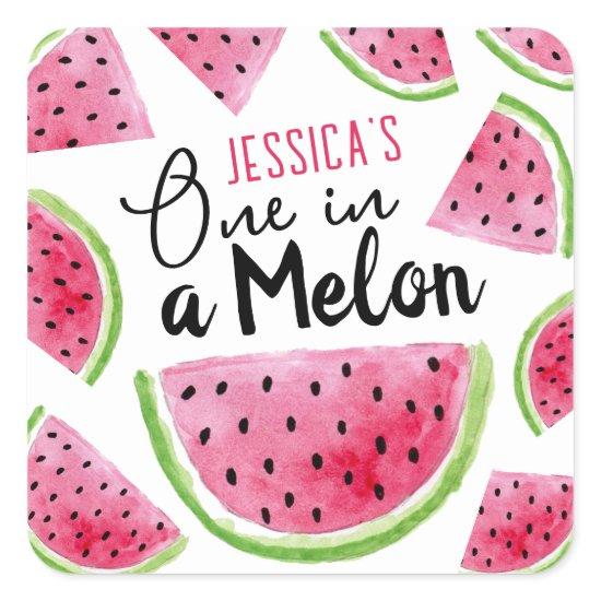One in a Melon Birthday Party Square Sticker
