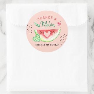 One In A Melon | Birthday Thank You Favor Classic  Classic Round Sticker