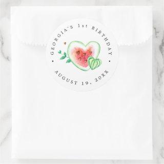 One In A Melon | Birthday Thank You Favor Classic Round Sticker