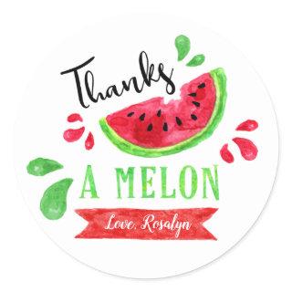 One In A Melon First Birthday Thank You Classic Round Sticker