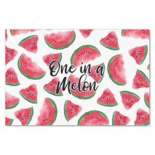 One in a Melon Quote Watermelon Watercolor Pattern Tissue Paper