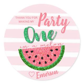 One in a melon, Watermelon Sticker Label Thank You