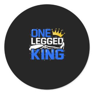 One Legged King Prosthetic Amputation Disability Classic Round Sticker