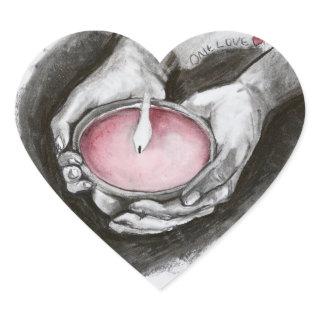 'One Love' Original Artwork Charcoal & Watercolour Heart Sticker