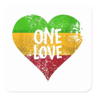 One Love Rastafari T-Shirt Jamaica Retro Vintage G Square Sticker