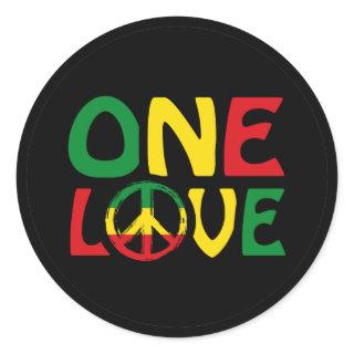 One Love, Reggae design Classic Round Sticker