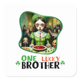One Lucky Brother - Cloverleaf Carnival Square Sticker