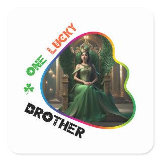 One Lucky Brother - Leprechaun's Scavenger Hunt Square Sticker