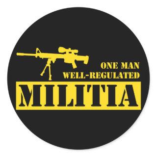 One Man Well Regulated Militia Classic Round Sticker