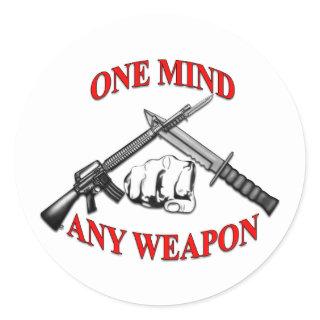 One Mind Any Weapon MCMAP Classic Round Sticker