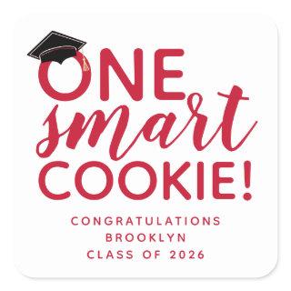 One Smart Cookie Graduation Red Square Sticker