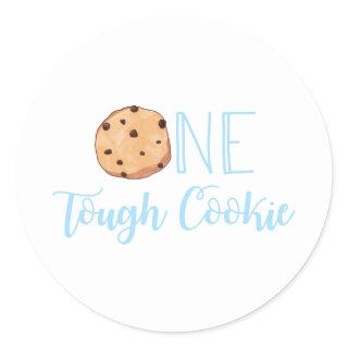 One Tough Cookie Milk and Cookies blue Birthday Classic Round Sticker
