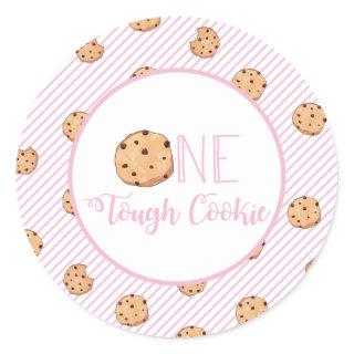 One Tough Cookie Pink Milk and Cookies Birthday Classic Round Sticker