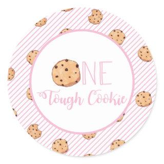 One Tough Cookie Pink Milk and Cookies Birthday Classic Round Sticker