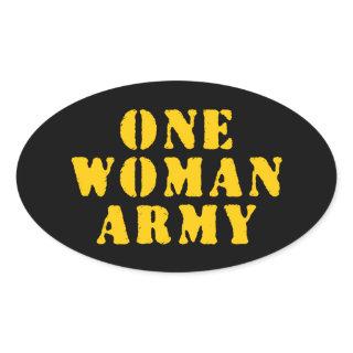 ONE WOMAN ARMY OVAL STICKER