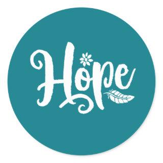 One Word That Say Hope Cursive Calligraphy Classic Round Sticker