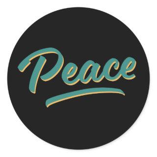 One Word That Say Peace Inspirational Quote Classic Round Sticker