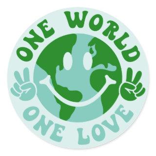 One World One Love Peace On Earth Classic Round Sticker