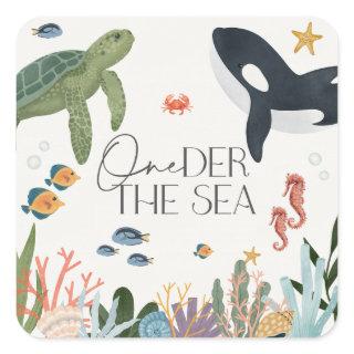 Oneder The Sea First Birthday Envelope Favor Square Sticker