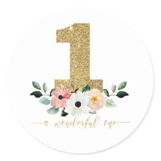 Onederful stickers, first birthday girls stickers