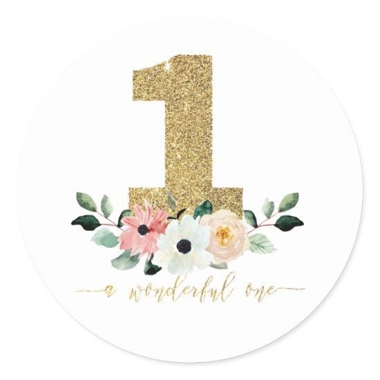 Onederful stickers, first birthday girls stickers