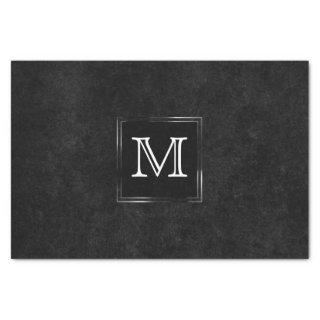 Onyx Black Velvet | Chalkboard Grunge Monogram Tissue Paper