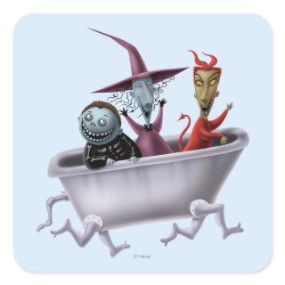 Oogie's Boys | Lock, Shock & Barrel in Bathtub Square Sticker