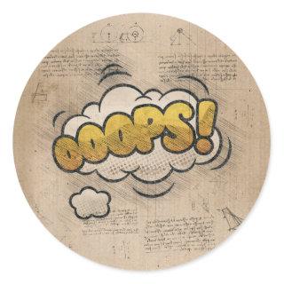 OOOPS! Vintage Comic Book Steampunk Pop Art Classic Round Sticker