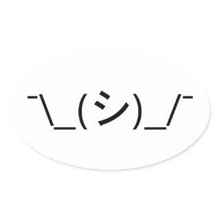 Oops Shrug Emoticon ¯\_(シ)_/¯ Japanese Kaomoji Oval Sticker