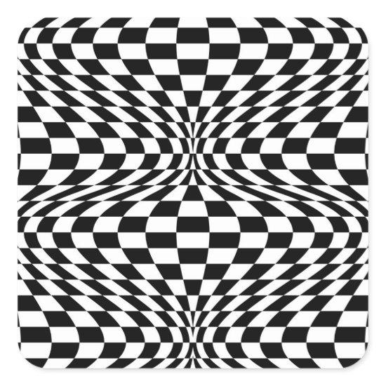 Op Art Checks Square Sticker