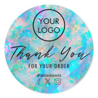 opal inspired texture thank you classic round sticker