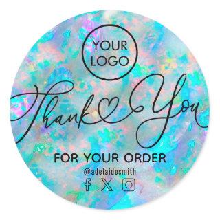 opal inspired thank you script classic round sticker