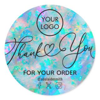 opal inspired thank you script classic round sticker