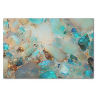 Opal Pretty Blue Aqua Gem Stone Tissue Paper