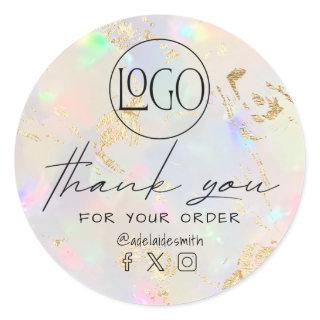 opal texture thank you  classic round sticker