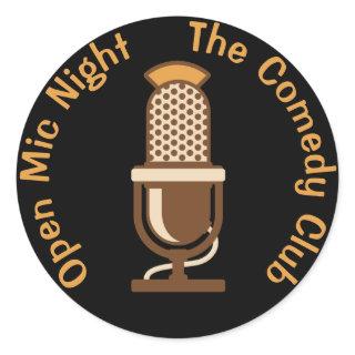 Open Mic Night Customized Classic Round Sticker