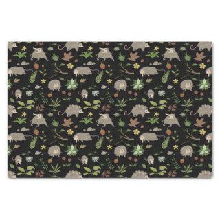 Opossums in a Berry Field in Black Tissue Paper