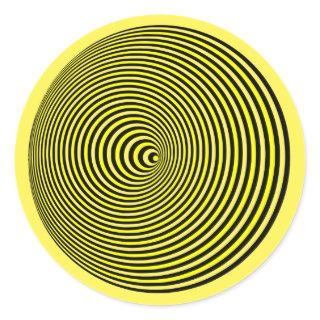 Optical illusion 3D Yellow Vibrate Circle Classic Round Sticker