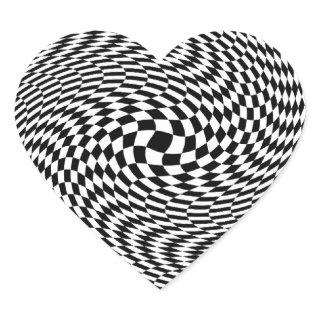 Optical Illusion Black and White Heart Sticker
