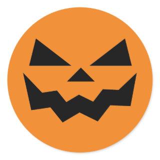 Orange and Black Jack-o-lantern pumpkin face  Classic Round Sticker