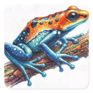 Orange and Blue Poison Dart Frog Square Sticker