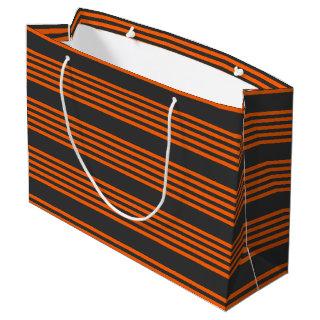 Orange and charcoal five stripes pattern large gift bag