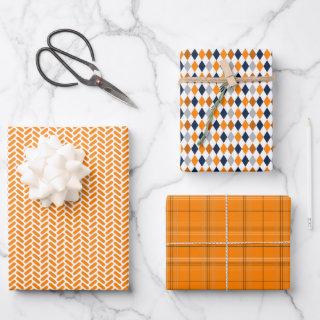 Orange and Navy Blue Mixed Patterns  Sheets
