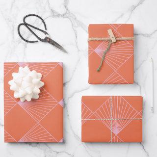 Orange and Pink Art Deco Line Pattern  Sheets