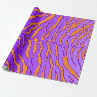 Orange And Purple Tiger Stripes Animal Print