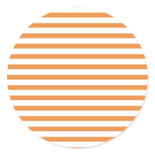 Orange and White Horizontal Stripe Classic Round Sticker