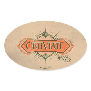 Orange Art Deco Obliviate Spell Graphic Oval Sticker