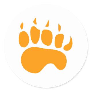 Orange Bear Paw Classic Round Sticker