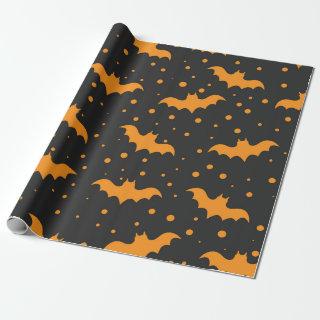 Orange black Halloween bat pattern